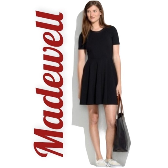 MADEWELL Black Fit & Flare Leather Trim Mini Dress, Size XS - Picture 14 of 16